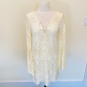 Cynthia Vincent Ivory lace shift dress